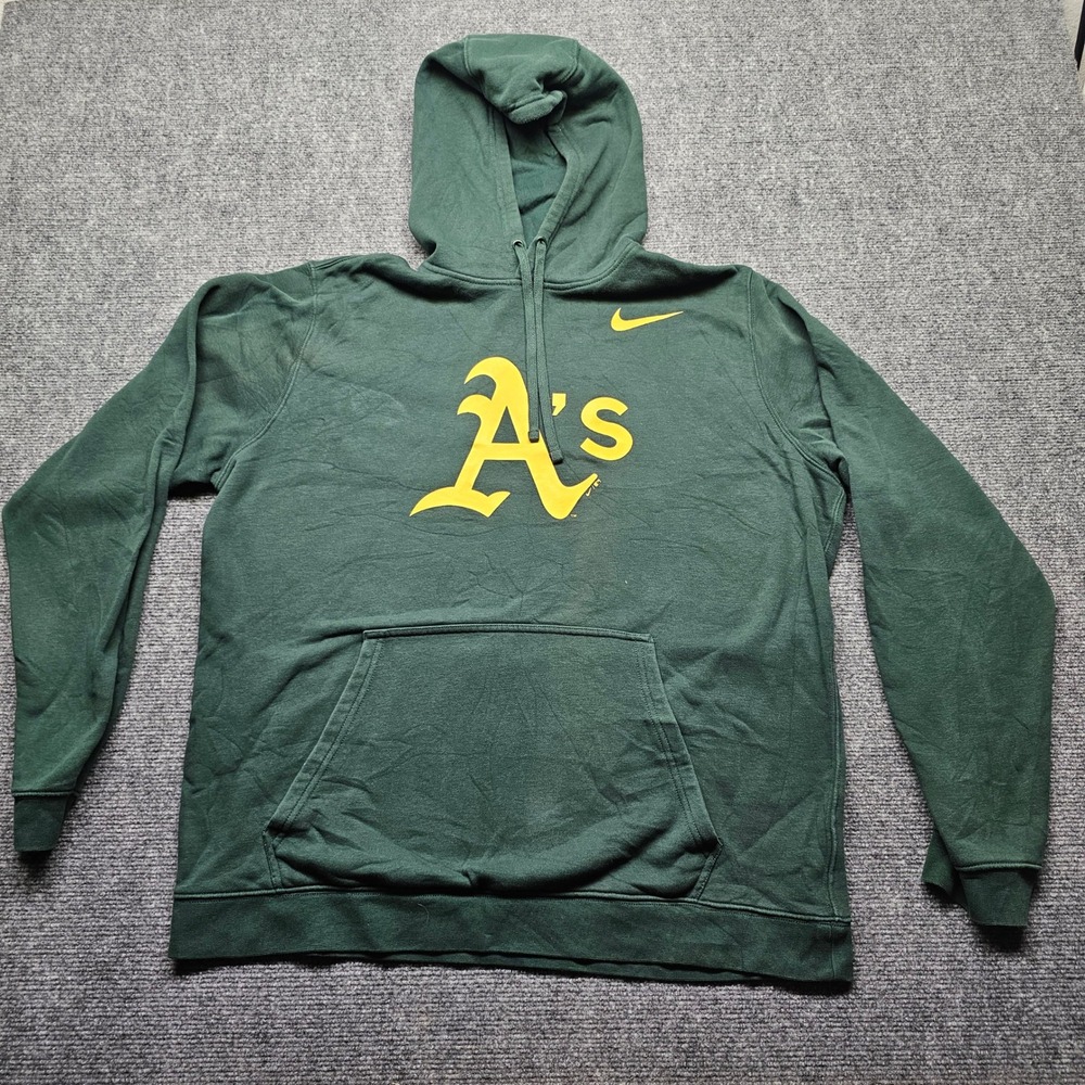 Nike MLB Oakland Athletics Hoodie Mens XL Green Yellow Pullover Sweatshirt A's